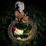 NNETM Solar Squirrel Elf Garden Statue Light with Wireless Charging
