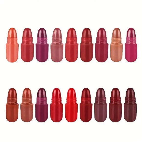 NNETM 18pcs High-Pigment Matte Lipstick Set - Mini Capsule Collection for Long-Lasting Beauty