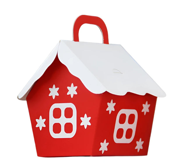 NNEOBA 1Pcs Christmas Candy Boxes Red House Cookie Biscuit Packing Paper