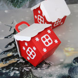 NNEOBA 1Pcs Christmas Candy Boxes Red House Cookie Biscuit Packing Paper