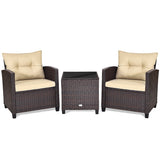 NNECW 3 Pieces Wicker Sofa Set with Washable Cushion for Patio
