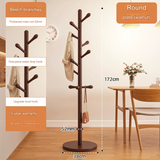 NNETB Solid Walnut Wood Floor Coat Rack - 10 Hooks