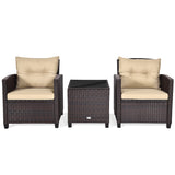 NNECW 3 Pieces Wicker Sofa Set with Washable Cushion for Patio