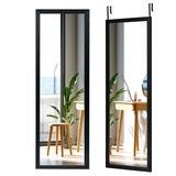 NNECW Wall Mounted Dressing Mirror with Hanging Hooks for Bedroom Black
