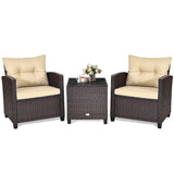 NNECW 3 Pieces Wicker Sofa Set with Washable Cushion for Patio