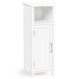 NNECW Adjustable Floor Storage Cabinet with Single Door for Bathroom-White