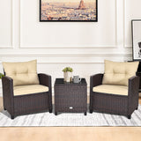 NNECW 3 Pieces Wicker Sofa Set with Washable Cushion for Patio