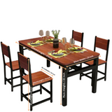 NNECN Wood & Steel Dining Set (Oak & Black)