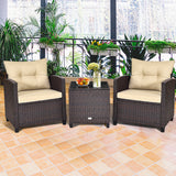 NNECW 3 Pieces Wicker Sofa Set with Washable Cushion for Patio