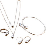 NNEOBA Women's Silver Needle Jewelry Set (4 pcs)