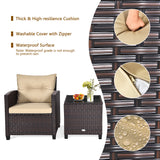 NNECW 3 Pieces Wicker Sofa Set with Washable Cushion for Patio