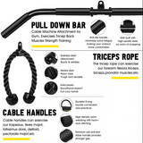 NNETB Home Fitness Pulley System – (Single Pulley with Long Pull Rod & 3-Head Rope)