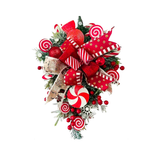 NNETM Christmas Candy Bow Upside-Down Tree Wreath Decor