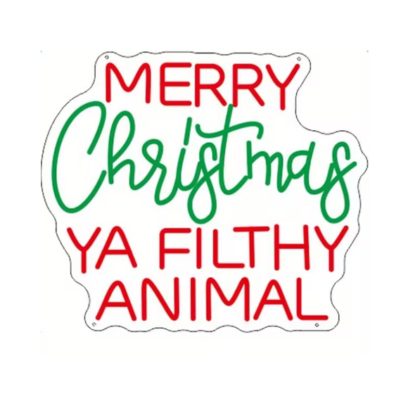 NNETM Merry Christmas Ya Filthy Animal LED Neon Sign