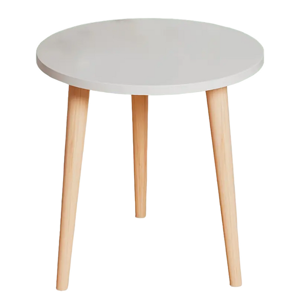 NNETM Minimalist Round White Coffee Table - Small and Space-Saving