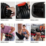 NNETM Adjustable Dumbbell 24KG with Anti-Slip Metal Handle(Black)