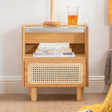 NNETM Modern Minimalist Bedside Table w/ Storage - Bamboo