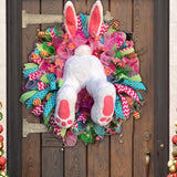 NNETM Rabbit Decoration Garland Bunny Wreath Easter Hanging Decor