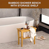 NNETM Bamboo Shower Bench with Shelf