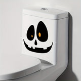 1pc of Self-adhesive Removable PVC Toilet Lid Sticker, Halloween Decoration with Scary Skull Expression Pattern, Self-adhesive Removable PVC Bathroom Decoration Toilet Sticker, Home Decor