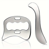 NNETM 2pcs Stainless Steel Gua Sha Massage Tool Set(Silver)