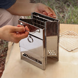NNETM Folding Stainless Steel Camping Stove Mini Portable