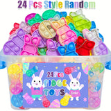 NNETM 24pcs Easter Bunny Pop Fidget Toy Keychain Pack