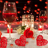 NNETM Red Heart-shaped Rattan Decorative Balls Set - 12pcs