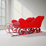 Red Christmas Sleigh Ornament 28.5cm Plastic Holiday Decor