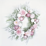 NNETM Blushing Elegance: A Pink Christmas Wreath Adorned with Baubles
