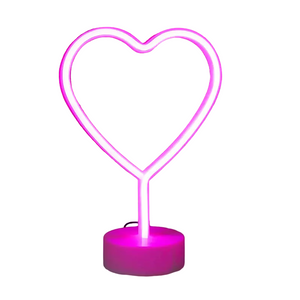 NNETM Neon Heart Light: LED Neon Signs Night Light(Pink) - Heart-Shaped Light with Holder Base