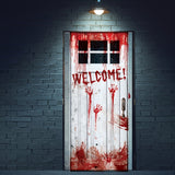 182 X 72Cm Door Sticker Garage Sticker, Welcome Bloody Hand Design, Halloween Decoration Party Decor