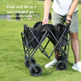 NNETM Foldable Utility Wagon with Side Pockets and Brakes