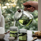NNETM Glass Tea Kettle with Strainer & Wood Handle