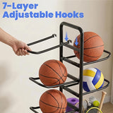 Multi-Tier Basketball Storage Rack Organizer