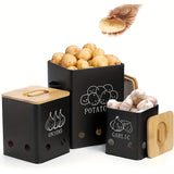 NNETM Vegetable Storage Containers with Bamboo Lids (3pcs)