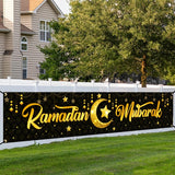 NNETM Black Gold Ramadan Kareem Star Moon Banner