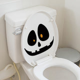 1pc of Self-adhesive Removable PVC Toilet Lid Sticker, Halloween Decoration with Scary Skull Expression Pattern, Self-adhesive Removable PVC Bathroom Decoration Toilet Sticker, Home Decor