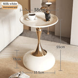 NNETM Round Side Table for Living Spaces (White)