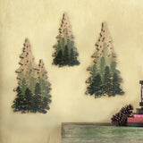 NNETM Rustic Charm: Set of Three Wooden Christmas Tree Wall Ornaments