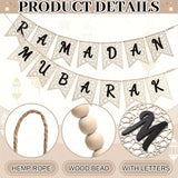 NNETM Bohemian Wooden Ramadan Mubarak Banner Decoration