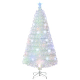 NNECW 150cm Pre-Lit Fiber Optic Christmas Tree with Iridescent Leaves-1.5M