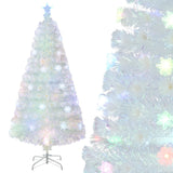 NNECW 150cm Pre-Lit Fiber Optic Christmas Tree with Iridescent Leaves-1.5M