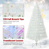 NNECW 150cm Pre-Lit Fiber Optic Christmas Tree with Iridescent Leaves-1.5M