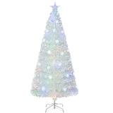 NNECW 180cm Pre-Lit Fiber Optic Christmas Tree with Iridescent Leaves-1.8M
