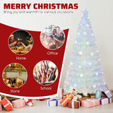 NNECW 180cm Pre-Lit Fiber Optic Christmas Tree with Iridescent Leaves-1.8M