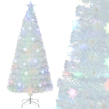 NNECW 180cm Pre-Lit Fiber Optic Christmas Tree with Iridescent Leaves-1.8M