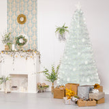 NNECW 180cm Pre-Lit Fiber Optic Christmas Tree with Iridescent Leaves-1.8M