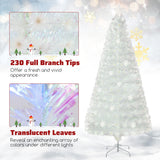 NNECW 180cm Pre-Lit Fiber Optic Christmas Tree with Iridescent Leaves-1.8M