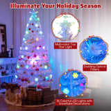 NNECW 180cm Pre-Lit Fiber Optic Christmas Tree with Iridescent Leaves-1.8M